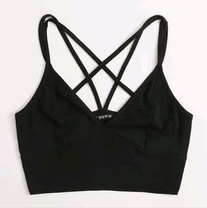 SHEIN Black Cross-Back Crop Top